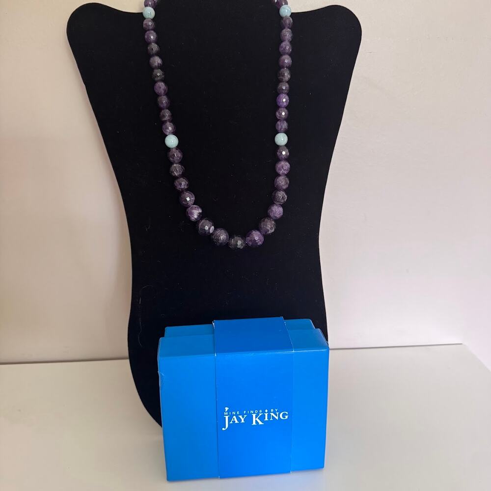 Jay King DTR Mine Finds Purple Amethyst Amazonite Bead Necklace 925 Sterling New